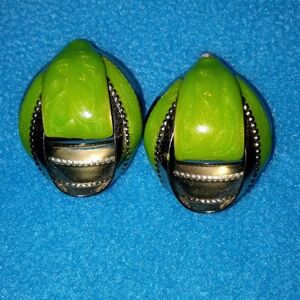 Elegant Green and Silver Women's Earrings